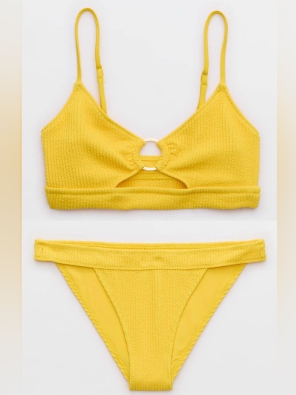 Aerie 3-pc Bikini Set, Crinkle Scoop Cutout Top/ 2 Bottoms